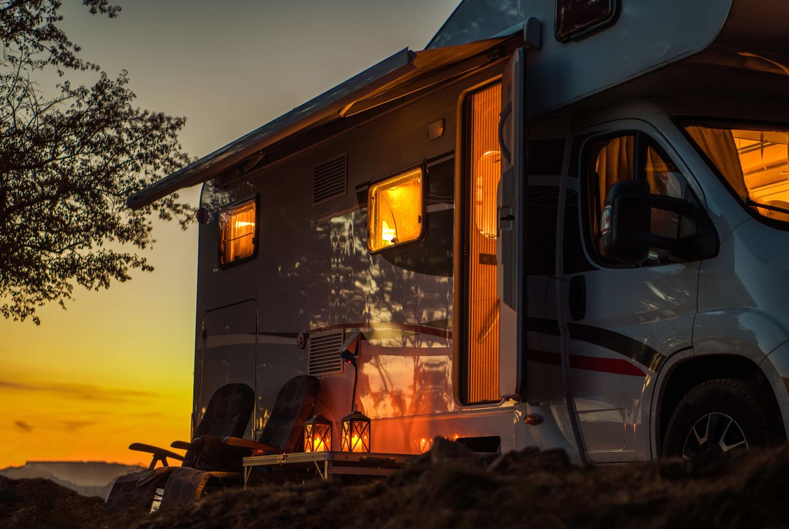 RV at sunset